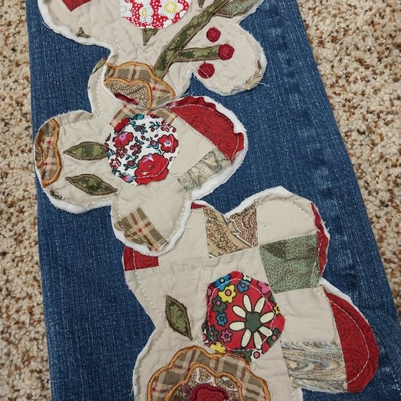 2964 Size 7j Levi's 524 Appliqued With Quilted Flowers Flare Leg Jean - Picture 2 of 6
